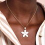 Stainless Steel White Enamel Flower Pendant Necklace In Gold Plating, thumbnail 1 of 4