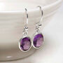 Sterling Silver Dangly Amethyst Oval Earrings, thumbnail 1 of 4