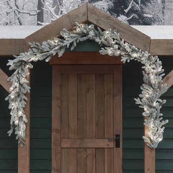 Pre Lit Outdoor Snowy Christmas Garland, 8 of 8