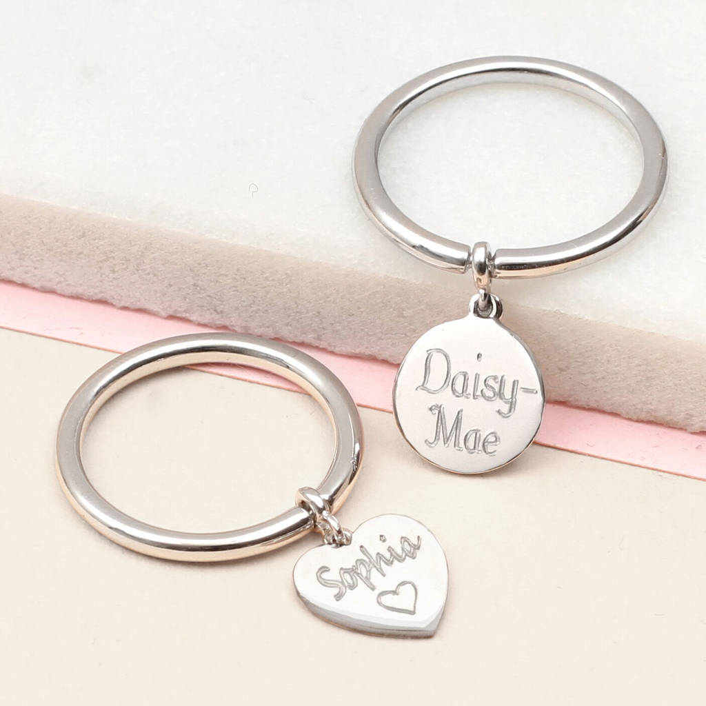 Personalised Sterling Silver Charm Ring By Hurleyburley