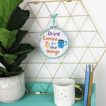 'Drink Coffee Do The Things' Cross Stitch Kit, 2 of 10
