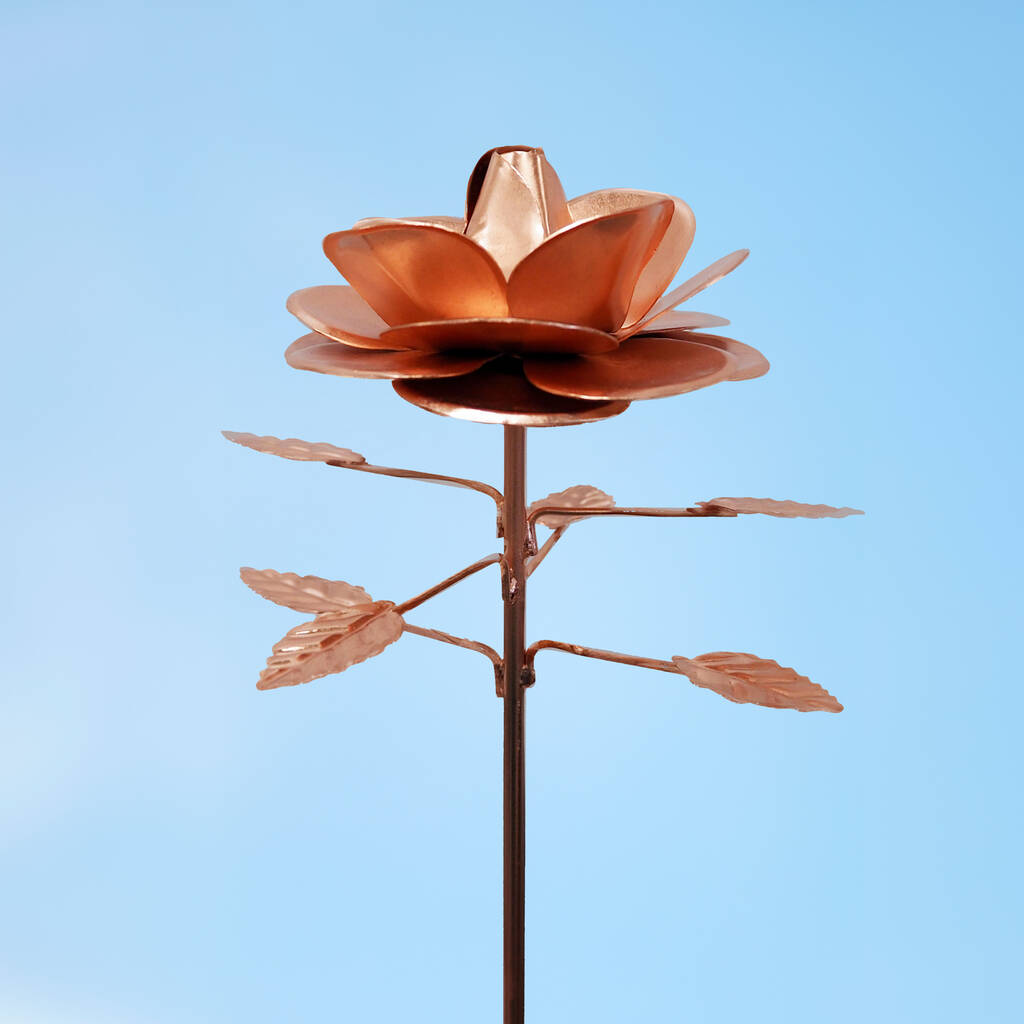 Recycled Metal Copper Rose Garden Stake, 1 of 3