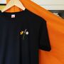 Pick Your Own Flowers Navy Hand Embroidered T Shirt, thumbnail 4 of 8