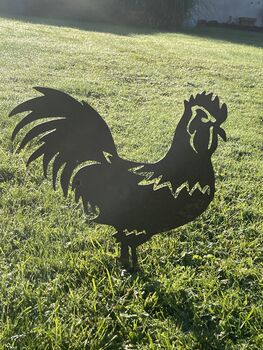 Rooster Cockerel Metal Art Garden Stake, 6 of 8