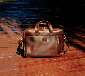 Genuine Leather Briefcase With Front Leather Patch, 2 of 7