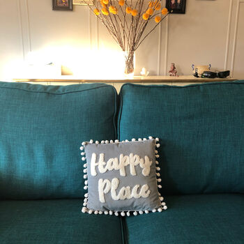 Happy Place Velvet Cushion, 6 of 7