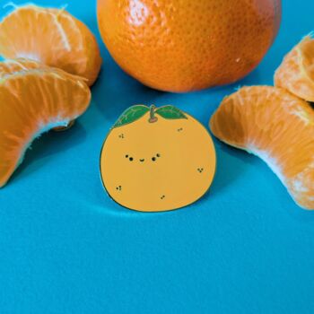 Orange Kawaii Enamel Pin Badge, 3 of 5
