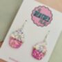 Pink Cupcake Glitter Statement Earrings / Baker Gift Idea / Bakery Aesthetic, thumbnail 4 of 5