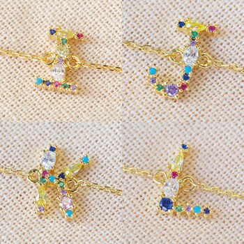 Rainbow Crystal Initial Bracelet In Gold Plating, 11 of 12