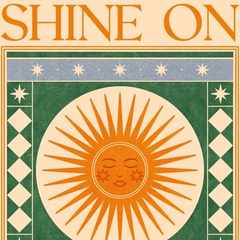 Shine On, Celestial Sun Art Print, Bohemian Poster, 3 of 3