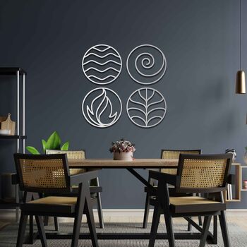 Handmade Wooden Four Elements Wall Art Set For Modern Home Decor, 6 of 9