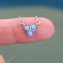 Sterling Silver Tiny Opal Trio Pendant Necklace, thumbnail 11 of 12