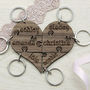 Bridesmaid Heart Jigsaw Wooden Keyring Set, thumbnail 1 of 4