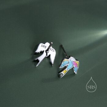 Tatoo Inspired Swallow Bird Stud Earrings, 6 of 10