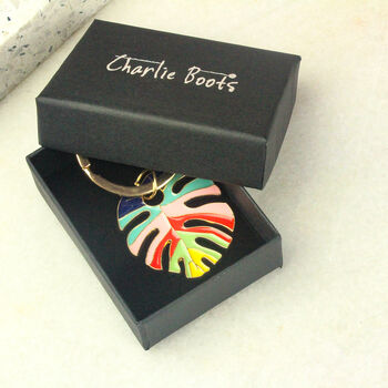 Rainbow Monstera Leaf Keyring, 3 of 6