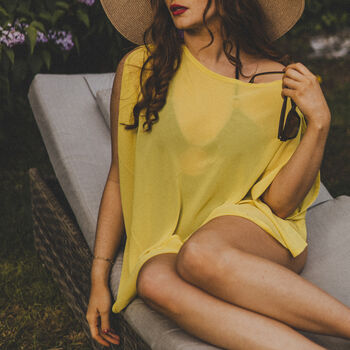 Lime Yellow Viscose Beach Coverup, 2 of 3