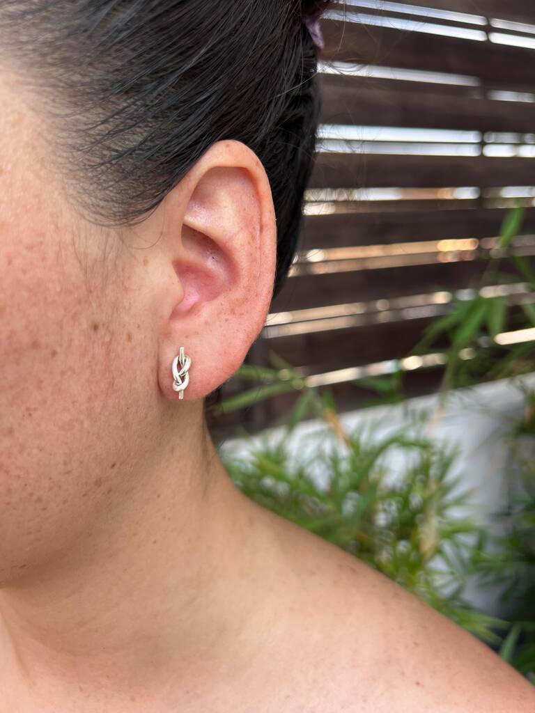 Sterling Silver Knot Earrings, 1 of 3