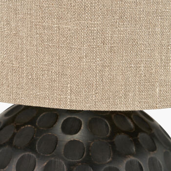 Black Mango Wood Table Lamp With Carved Dot Pattern, 5 of 8