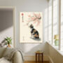 Japanese Cat Blossom Tree Art Print, thumbnail 4 of 4