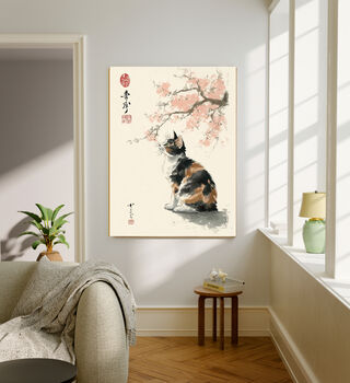 Japanese Cat Blossom Tree Art Print, 4 of 4