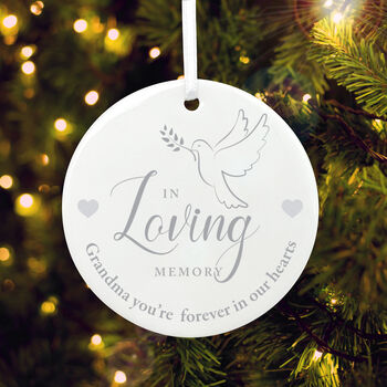 In Loving Memory Dove Ceramic Disc Hanging Decoration Bauble + Gift Box, 6 of 6