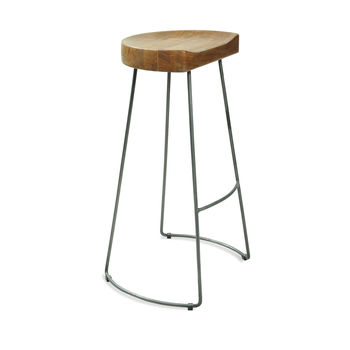 Birdcage Industrial Mango Wood Stool Set Of Two, 3 of 3