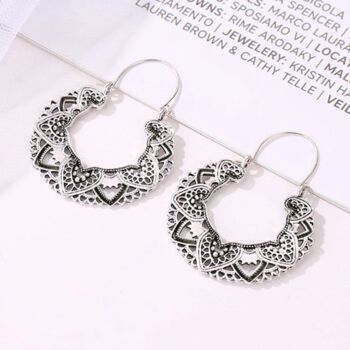 Silver Plated Large Gypsy Style Earrings, 3 of 8