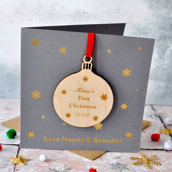 Personalised Gold Foiled Christmas Decoration Card, 3 of 3