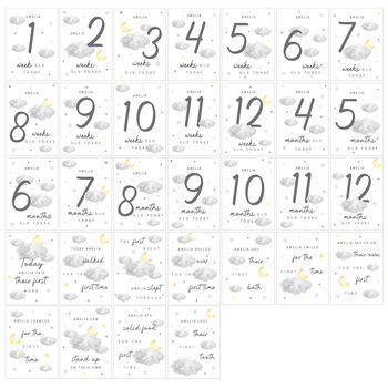 Personalised Cloud Baby Milestone Cards Set, 5 of 6
