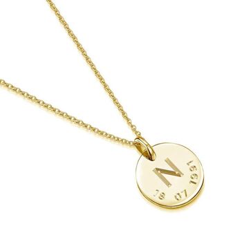 Personalised 18 K Gold Plated Initial And Date Necklace, 6 of 12