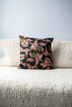 Pink And Green Snake Cushion Cover, 3 of 5