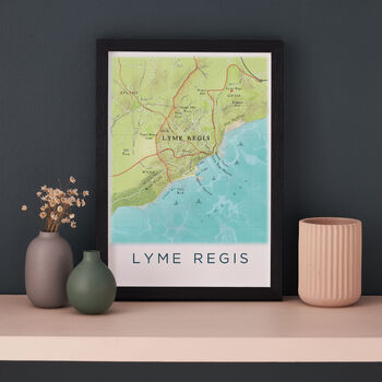 Framed And Personalised Lyme Regis Map Print, 6 of 7