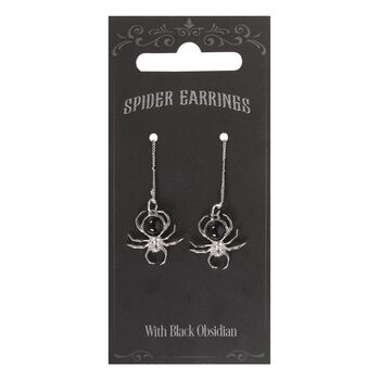 Black Obsidian Spider Threader Earrings, 2 of 3