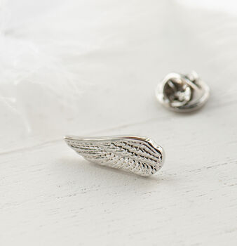 Silver Angel Wing Memorial Lapel Pin, 3 of 10