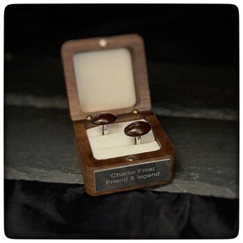 Personalised Dark Brown Rugby Ball Cufflinks, 10 of 10