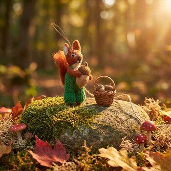 Handmade Felt Nelly Nutkins Squirrel Decoration, 2 of 6