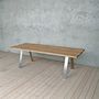 Albert Stainless Steel A Shaped Legs Oak Dining Table, thumbnail 4 of 8