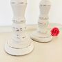 Pair Of Vintage Hand Painted Pillar Candlesticks~ 26, thumbnail 4 of 6