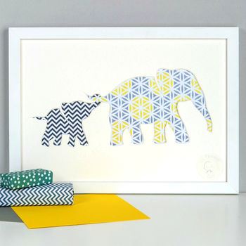 Personalised Baby Elephant And Mother Artwork, 3 of 12