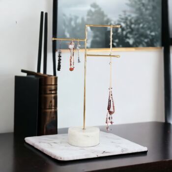 Marble And Brass Three Tier Jewellery Stand, 2 of 4