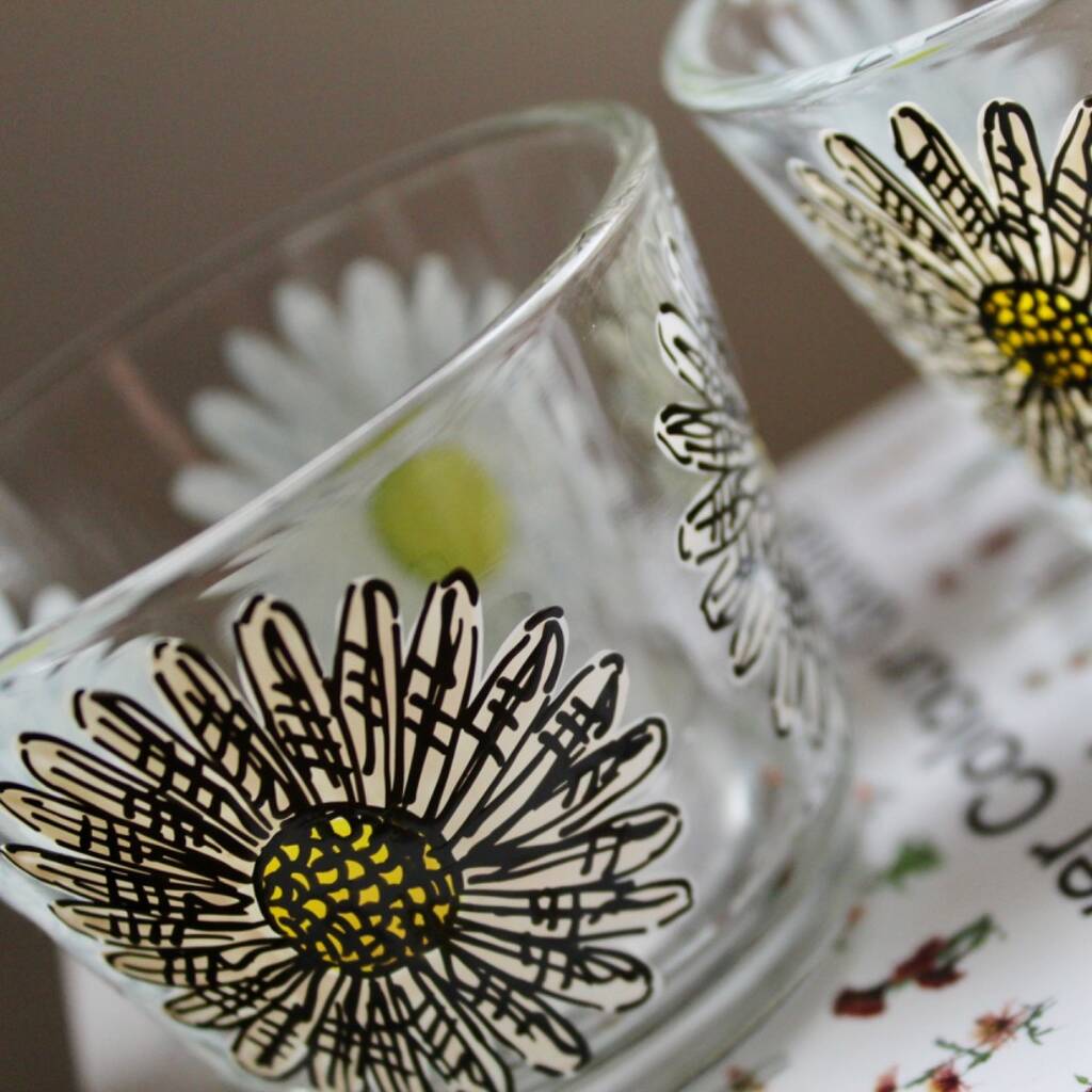 Daisy Hand Painted Glass Tea Light Holders By Samara Ball Designs