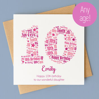 Pink Star Personalised Birthday Card For Her – Any Number, 2 of 7
