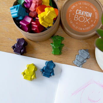 Tub Of 16 Robot Shaped Wax Crayons, 4 of 4