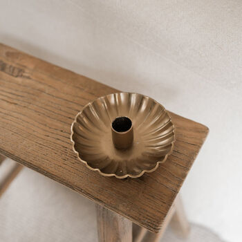 Forged Brass Scalloped Candlestick Holder, 2 of 2