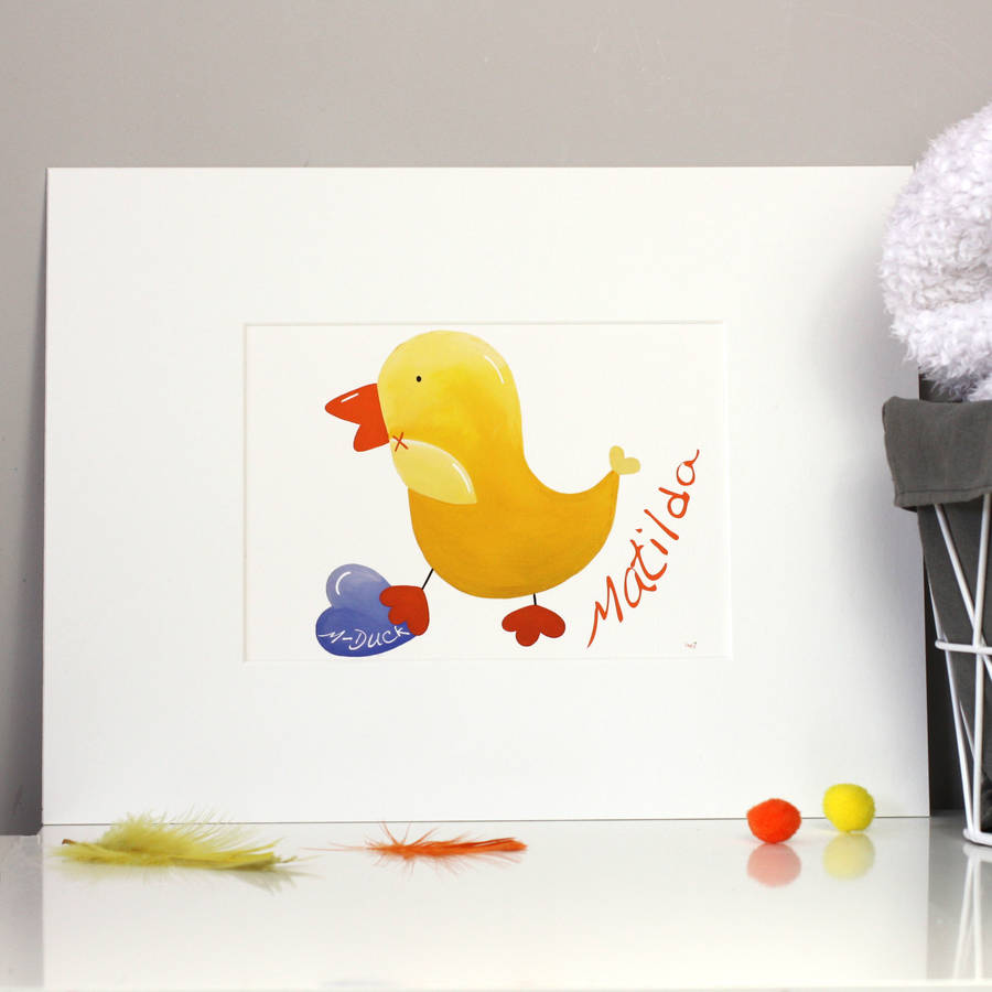 personalised duck picture, fine art print by liza j design