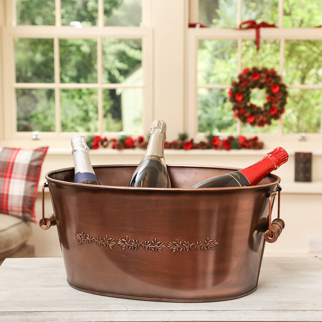 personalised embossed botanical copper ice bucket by dibor