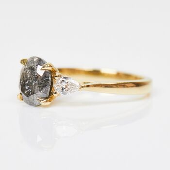 18ct Gold Grey Oval Diamond Engagement Ring, 3 of 5
