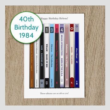 Personalised 40th Birthday Card 1984 1985 Music, 10 of 10