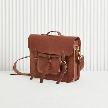 Personalised Lifetime Guarantee Handmade Leather Laptop Bag, 5 of 6