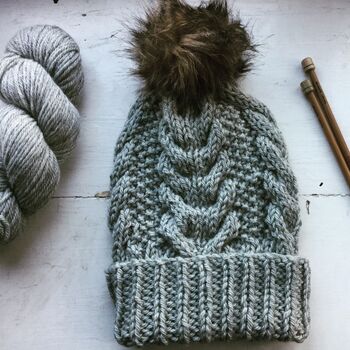 Suffolk Cabled Beanie Hat Knitting Kit, 3 of 6
